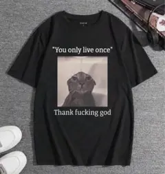 【新品】猫 プリントTシャツ ブラック ロシアンブルー スコティッシュフォールド