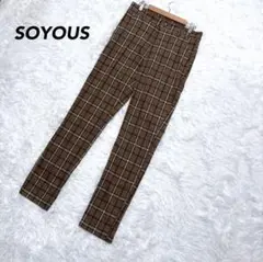 【ソユーズ】美品 チェック柄 パンツM ブラウン カジュアル オールシーズン