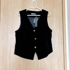【新品】　ベスト　ジャケット　ベロア　ブラック　Mサイズ