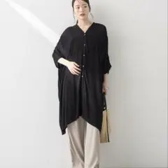 ビッグシャツチュニック　コクーンシャツ　ゆったりシルエット　Fサイズ　a993