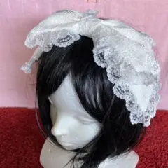 【オフホワイト】リボンカチューシャ【手作り】