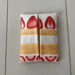 普通サイズ ポケットティッシュケース ラミネート ケーキ いちご 白