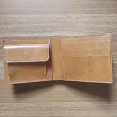 【値下げ交渉可】二つ折り財布 小銭入れあり ヌメ革 左利き用 ハンドメイド