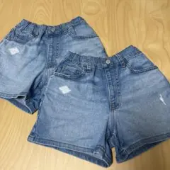 ユニクロ　ガールズデニムショートパンツ　ダメージ　セット