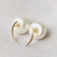 美品 agete アガット K10 2way ムーンパール ピアス