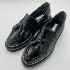 美品✨EVOL 厚底　タッセルローファー　スタッズ　ブラック