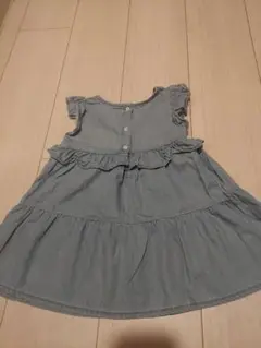 美品BabyGapティアードフリルノースリーブワンピースデニム80cm