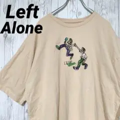 レフトアローン Tシャツ 素材切替 刺繍キャラ XL ベージュ 美品♪ 希少♪