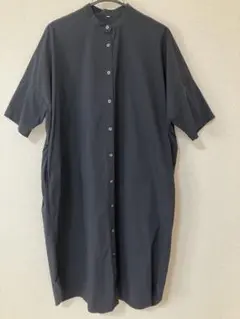 無印良品　五分袖ワンピース　黒　M-L