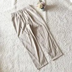 しまむら ストレートパンツ L ウエストゴム ベージュ 楽ちん
