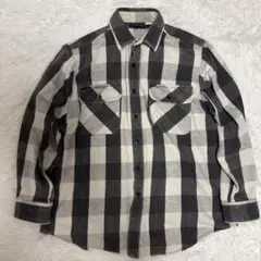 90s DAKOTA ネルシャツ チェック 黒 白 グレー　シャドー　L