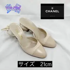 シャネル レザー ストラップ ヒール パンプス 表記サイズ4(約21.0cm)