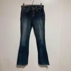 ◯サムシング　ダークブルー フレアパンツ
