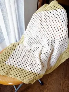 グラニーブランケット　クリーム、黄色