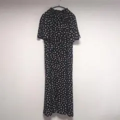 花柄 半袖シャツワンピース 黒　LATOTALITE