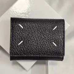 【新品】Maison Margiela 黒いレザ-三つ折り財布 男女兼用