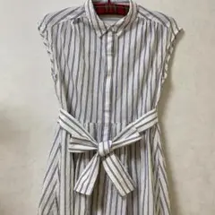 ⭐アナトリエ ストライプ ノースリーブ ロング シャツワンピース Sサイズ