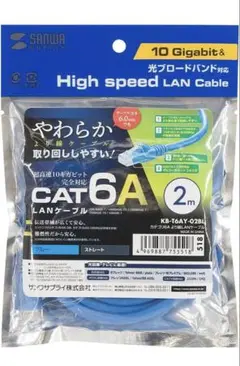サンワサプライ　LANケーブル（CAT6A）2m