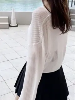 リブ編みVネックカーディガン