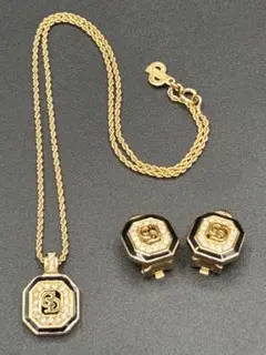 超美品 クリスチャン ディオール 2点セット ネックレス イヤリング ゴールド
