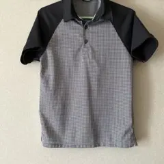 UNIQLO黒と白の千鳥孔子柄ポロシャツ