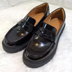 UNIQLO C ユニクロシー 厚底コインローファー 25.5cm 黒