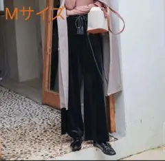 ベロアパンツ ブラック M サイズ ワイドパンツ タッセル ベロア 生地