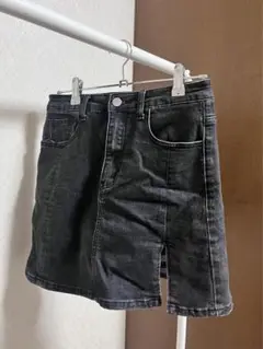ダークグレー デニム タイトスカート ミニ丈