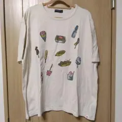 ドラッグストアーズ お祭り 食べ物 プリントＴシャツ ベージュ