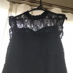 ブラックレースノースリーブトップス