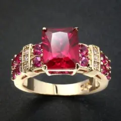 指輪 ゴールド ルビー キラキラ かわいい 合金 ジルコン ヴィンテージ