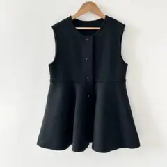 ADORE ペプラムニット　ジレ　ベスト　ブラック　30