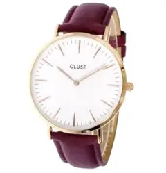 【新品】CLUSE ボルドーレッド×ピンクゴールド レザーウォッチ