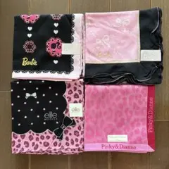 未使用　色々ブランドハンカチ4枚　ピンキー&ダイアン　バービー 他　豹柄　リボン