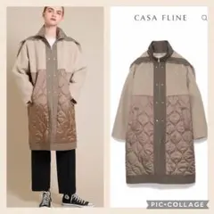 美品 CASAFLINE カーサフライン 再生ポリエステル バイカラーコート