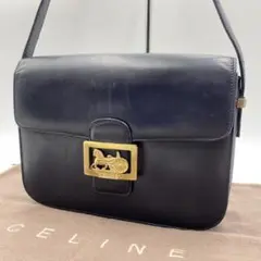 ✨美品・超希少✨セリーヌ ショルダーバッグ 馬車金具 レザー ダークネイビー