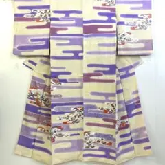 【着】14109b 着物 絵羽小紋 ヱ霞に菊 楓 橘文様