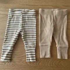 【美品】 2枚　セット　H&M スパッツ　レギンス ストライプ　ベージュ