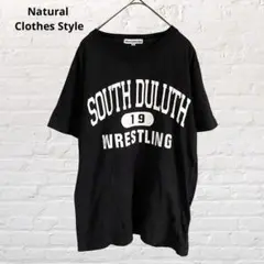 ナチュラルクロススタイル♡半袖プリントTシャツ カットソー 黒 M 綿100%