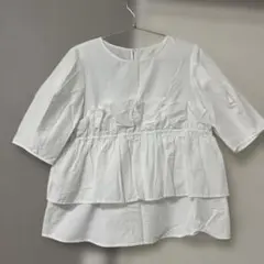 ホワイト フリルデザインシャツ