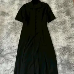 【美品✨】ブラック 半袖 シャツワンピース (M) フォーマル 冠婚葬祭