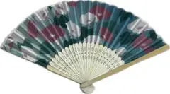 花柄 扇子 青 緑