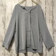 【ELECARMENT】カットソー　長袖　38サイズ　ライトブルー　伸縮性あり