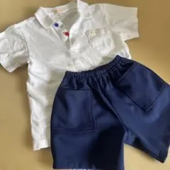 ☆ひかりのくに　白ポロシャツと紺ショートパンツセット120㎝