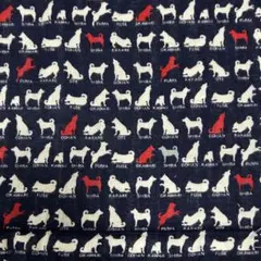 ダブルガーゼ生地　犬　ネイビー　横80×縦50センチ