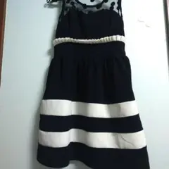 ノースリーブミニワンピース水玉 黒と白のストライプ