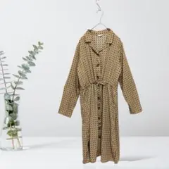 Lutique ロングワンピース 羽織り ロングブラウス 長袖 総柄 春夏秋
