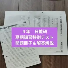 ４年 日能研夏期講習特別テスト 2016年度版 問題冊子＆解答解説