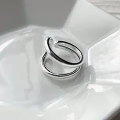 人気商品　シルバーリング　二重ライン　オープンリング　シンプルアクセ