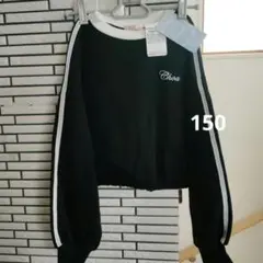 Choa ブラック クロップドトレーナー150 新品タグ　レース　モテコーデ